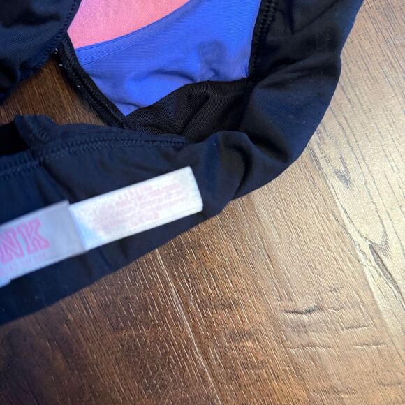 Victoria’s Secret PINK Racerback Sports Bra Large Blue Black 2016 - Picture 5 of 5